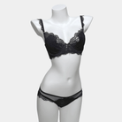Kobine Women's Gothic Bowknot Sheer Lace Lingerie Set