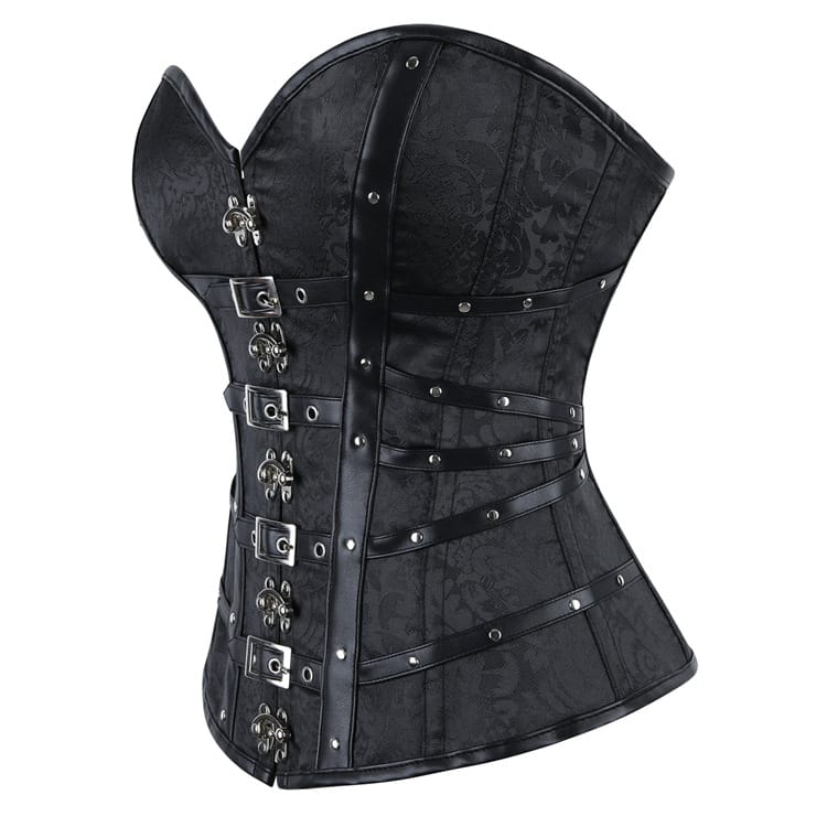 Kobine Women's Gothic Buckle Strap Lace-up Overbust Corset