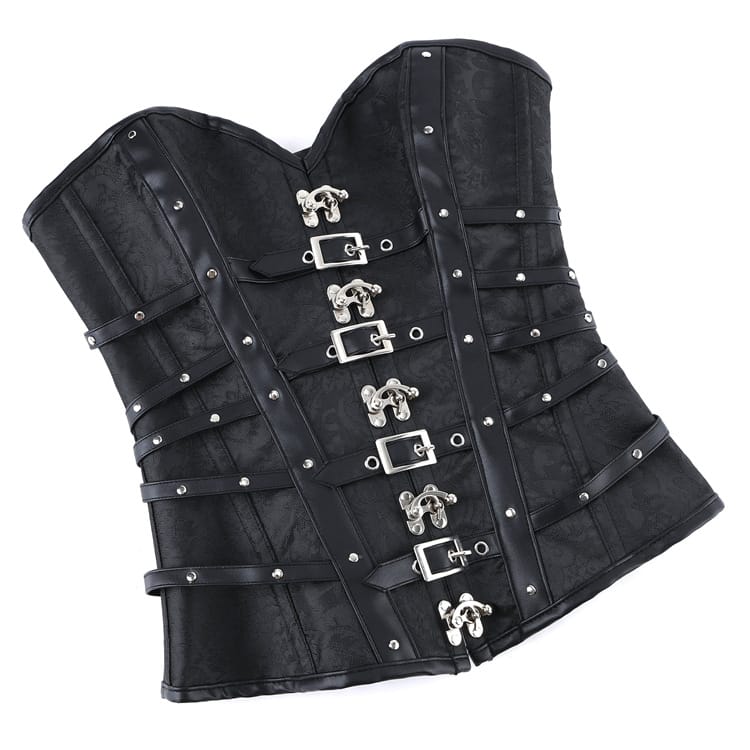 Kobine Women's Gothic Buckle Strap Lace-up Overbust Corset