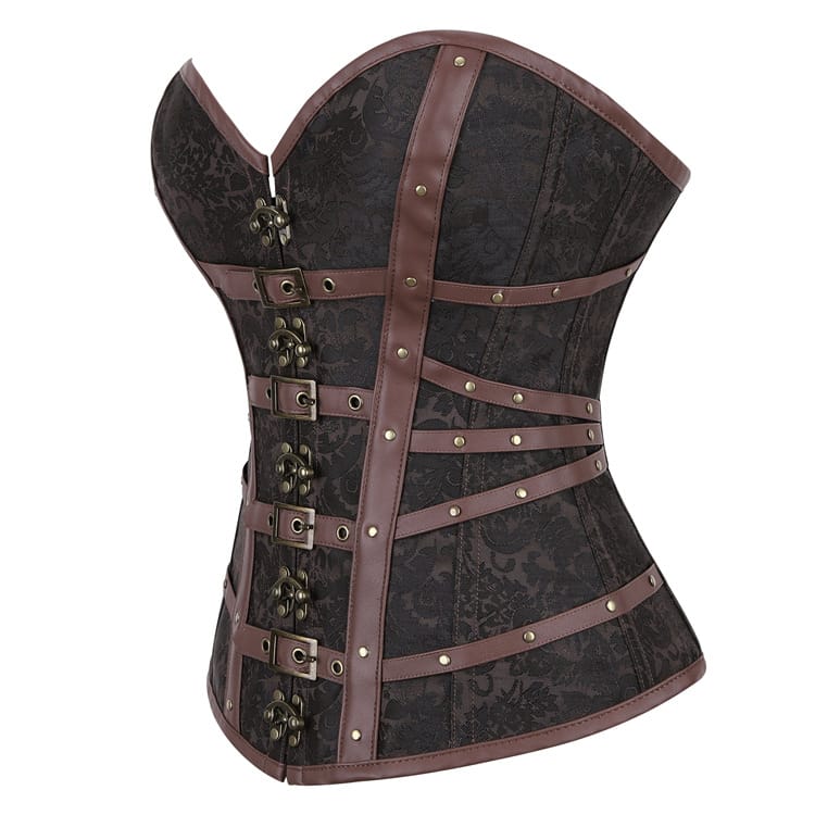 Kobine Women's Gothic Buckle Strap Lace-up Overbust Corset
