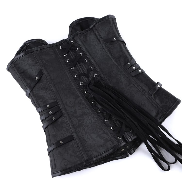 Kobine Women's Gothic Buckle Strap Lace-up Overbust Corset