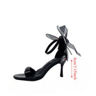 Kobine Women's Gothic Butterfly Decor Ankle‑Strap Buckle Open‑Toe Stiletto Heel Sandals