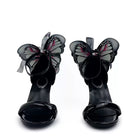Kobine Women's Gothic Butterfly Decor Ankle‑Strap Buckle Open‑Toe Stiletto Heel Sandals