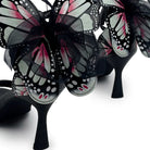 Kobine Women's Gothic Butterfly Decor Ankle‑Strap Buckle Open‑Toe Stiletto Heel Sandals