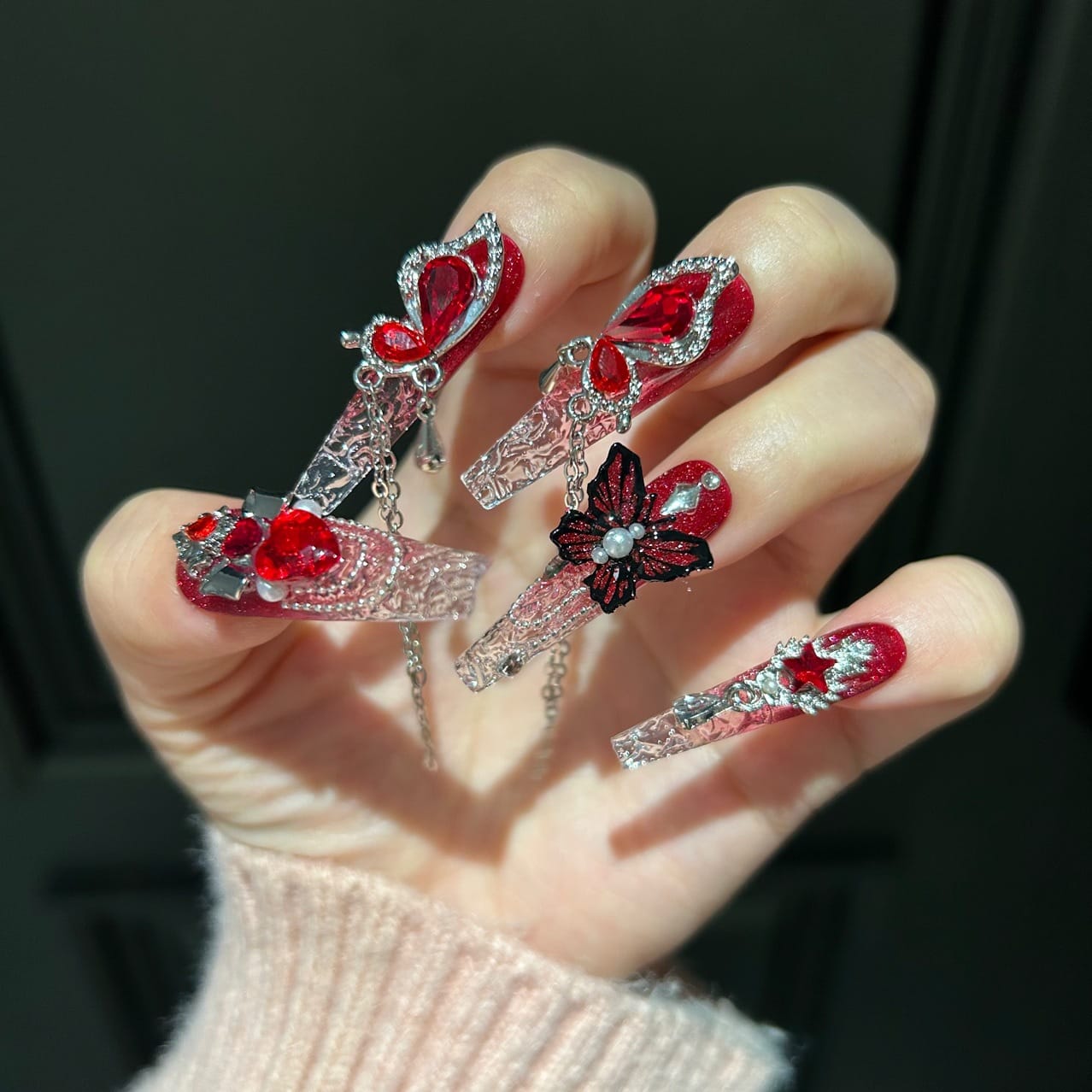 Kobine Women's Gothic Butterfly Gradient Nail Patch