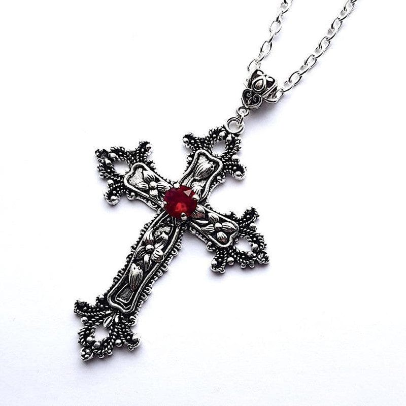 Kobine Women's Gothic Carved Cross Necklace