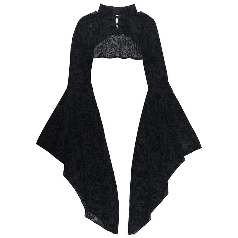 Kobine Women's Gothic Cheongsam Collar Flocking Mesh Cape