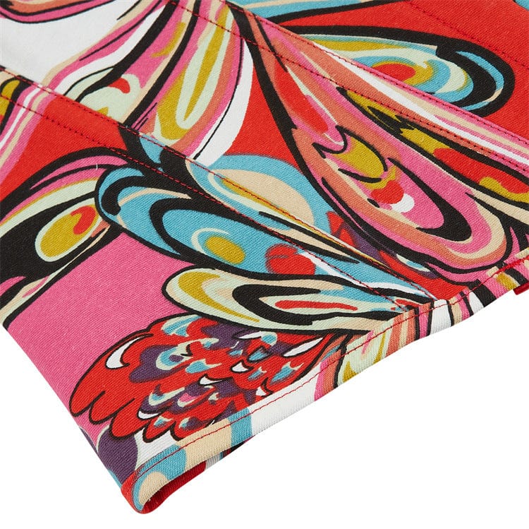 Kobine Women's Gothic Colorful Floral Printed Overbust Corset