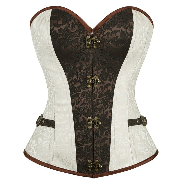 Kobine Women's Gothic Contrast Color Jacquard Overbust Corset