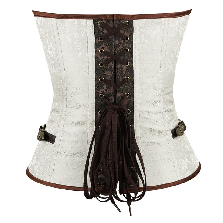 Kobine Women's Gothic Contrast Color Jacquard Overbust Corset