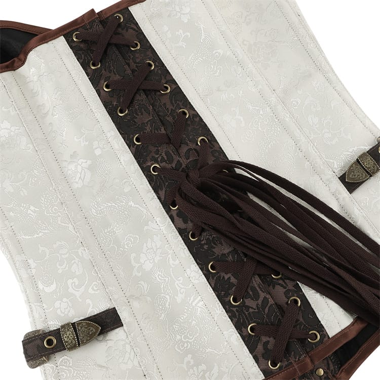 Kobine Women's Gothic Contrast Color Jacquard Overbust Corset