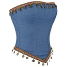 Kobine Women's Gothic Copper Piece Tassels Zip Overbust Corset