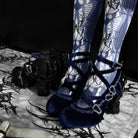Kobine Women's Gothic Criss‑cross Buckle Straps Skeleton Hand Heel Shoes
