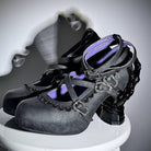 Kobine Women's Gothic Criss‑cross Buckle Straps Skeleton Hand Heel Shoes