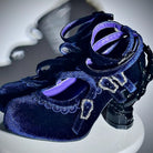 Kobine Women's Gothic Criss‑cross Buckle Straps Skeleton Hand Heel Shoes