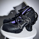 Kobine Women's Gothic Criss‑cross Buckle Straps Skeleton Hand Heel Shoes