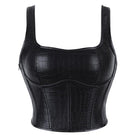 Kobine Women's Gothic Croc Embossed Strap Overbust Corset