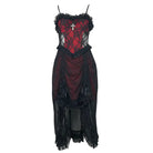 Kobine Women's Gothic Cross Ruffle Drawstring Slip Dress