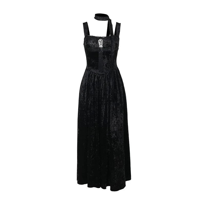 Kobine Women's Gothic Cross Velvet Maxi Dress