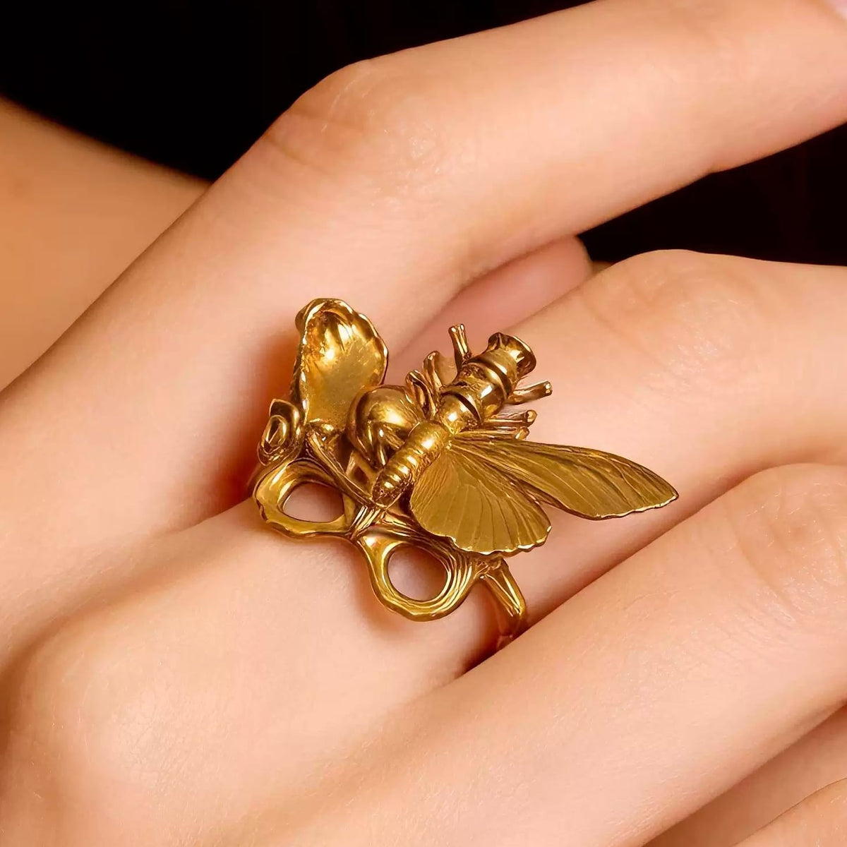 Kobine Women's Gothic Cutout Skeleton Butterfly Open Band Ring