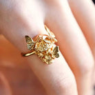 Kobine Women's Gothic Cutout Skull Butterfly Open Band Ring