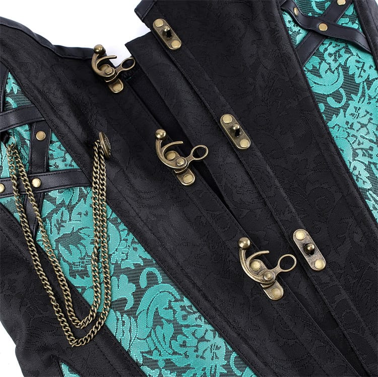 Kobine Women's Gothic Double Color Floral Jacquard Lace-up Overbust Corset