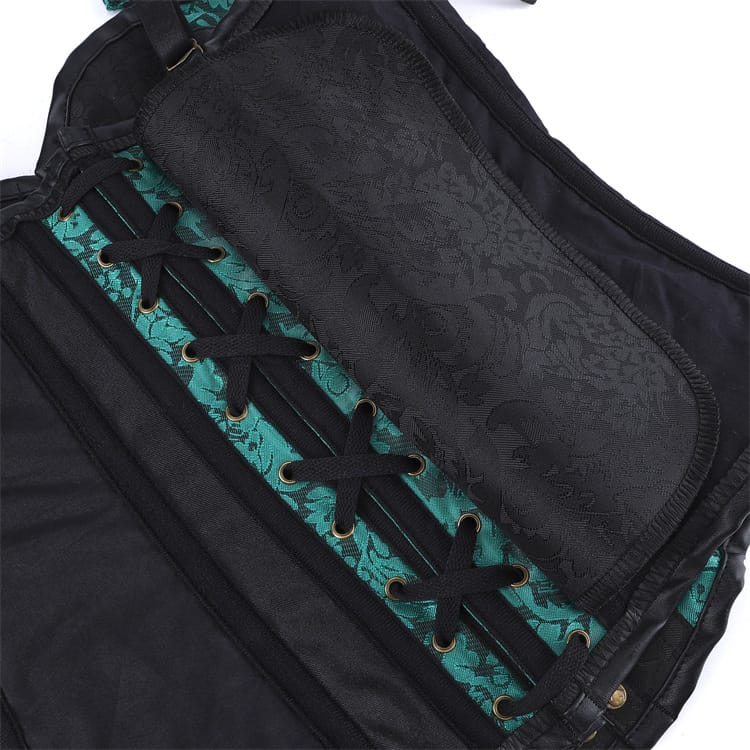 Kobine Women's Gothic Double Color Floral Jacquard Lace-up Overbust Corset