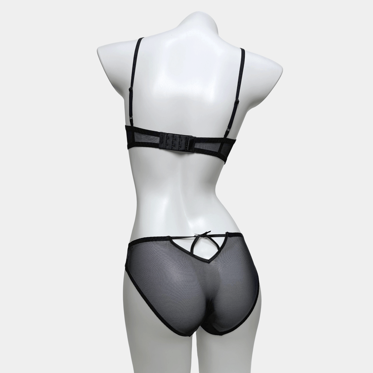 Kobine Women's Gothic Embroidered Heart Mesh Lingerie Set