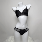 Kobine Women's Gothic Embroidered Heart Mesh Lingerie Set