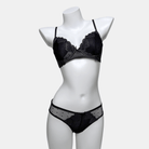Kobine Women's Gothic Embroidered Heart Mesh Lingerie Set