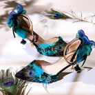 Kobine Women's Gothic Feather Bow Ankle Strap Stilettos