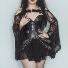Kobine Women's Gothic Flare Sleeved Lace Cape