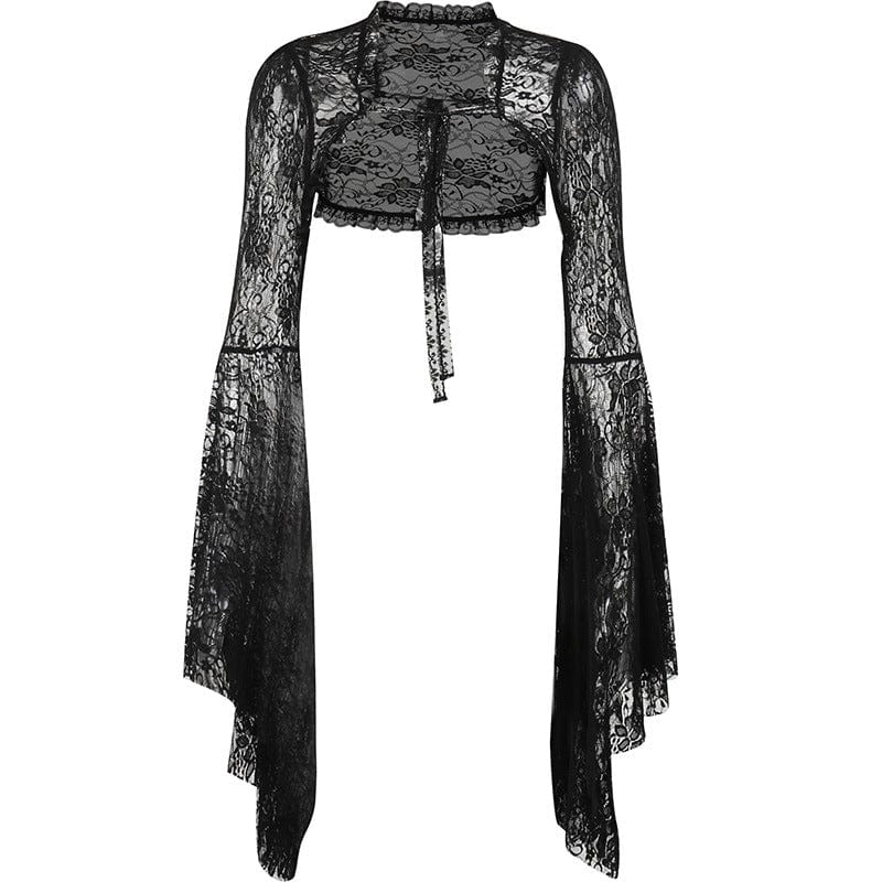 Kobine Women's Gothic Flared Sleeved Lace-up Cape