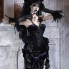 Kobine Women's Gothic Floral Beaded Lace-up Irregular Overbust Corset