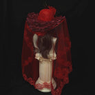 Kobine Women's Gothic Floral Beaded Tassel Wide Brim Veiled Hat