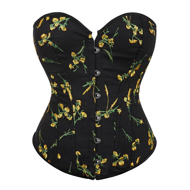 Kobine Women's Gothic Floral Embroidered Overbust Corset