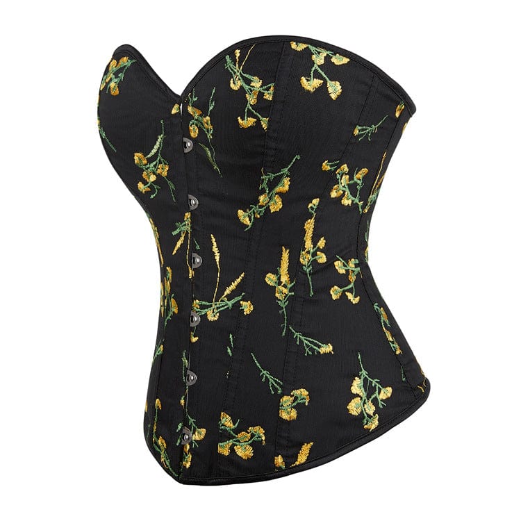 Kobine Women's Gothic Floral Embroidered Overbust Corset