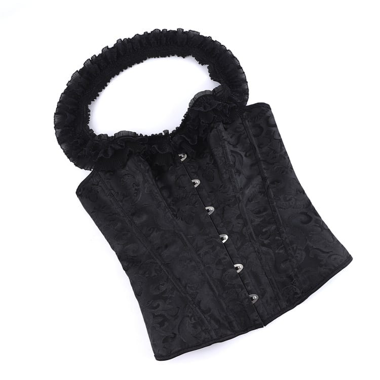 Kobine Women's Gothic Floral Jacquard Halter Lace-up Overbust Corset