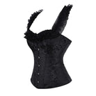 Kobine Women's Gothic Floral Jacquard Halter Lace-up Overbust Corset