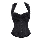 Kobine Women's Gothic Floral Jacquard Halter Lace-up Overbust Corset