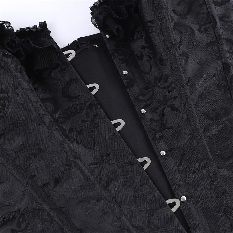 Kobine Women's Gothic Floral Jacquard Halter Lace-up Overbust Corset