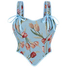 Kobine Women's Gothic Floral Jacquard Lace-up Bustier