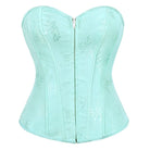 Kobine Women's Gothic Floral Jacquard Lace-up Zip Overbust Corset