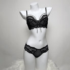 Kobine Women's Gothic Floral Lace Lace-up Lingerie Set