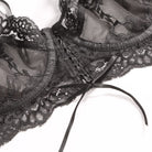 Kobine Women's Gothic Floral Lace Lace-up Lingerie Set