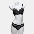 Kobine Women's Gothic Floral Lace Lace-up Lingerie Set