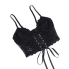 Kobine Women's Gothic Floral Lace-up Mesh Bustier