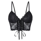 Kobine Women's Gothic Floral Lace-up Mesh Bustier