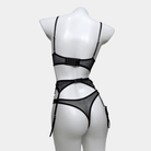 Kobine Women's Gothic Floral Mesh Embroidered Lace Lingerie Set