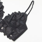 Kobine Women's Gothic Floral Mesh Embroidered Lace Lingerie Set